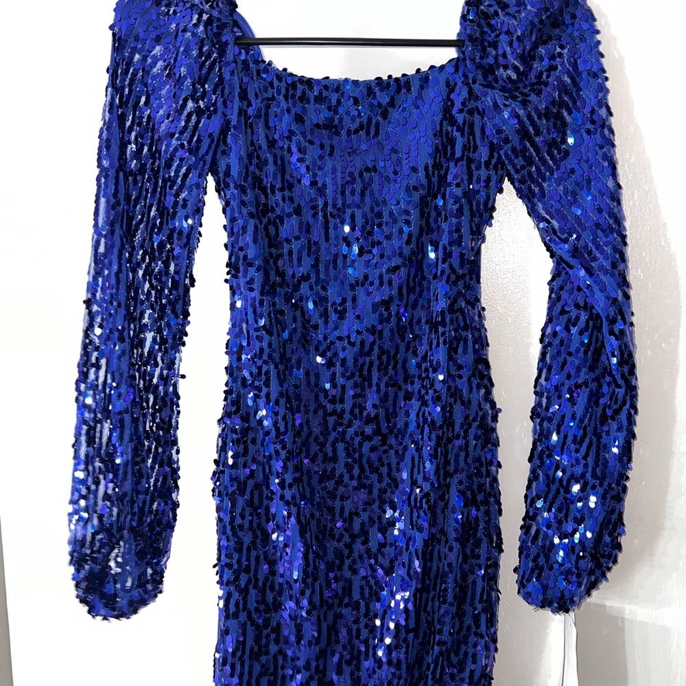 Xtraordinary Royal Blue Sequin Long Sleeve Dress